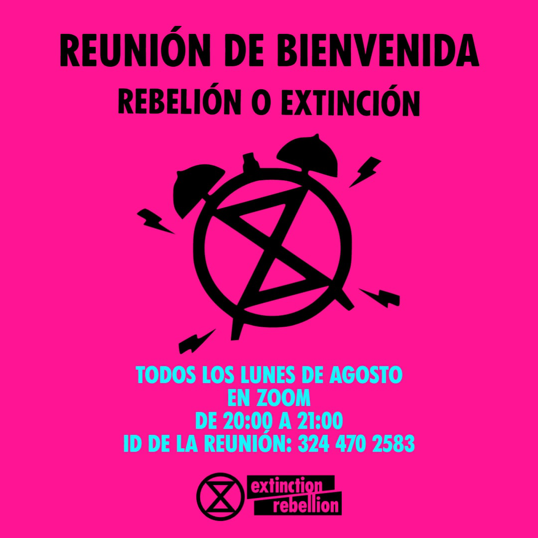 Cartel Reunión de bienvenida todos los lunes de agosto